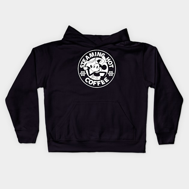 Steaming Hot Coffee Steamboat Willie Coffee Kids Hoodie by BoggsNicolas